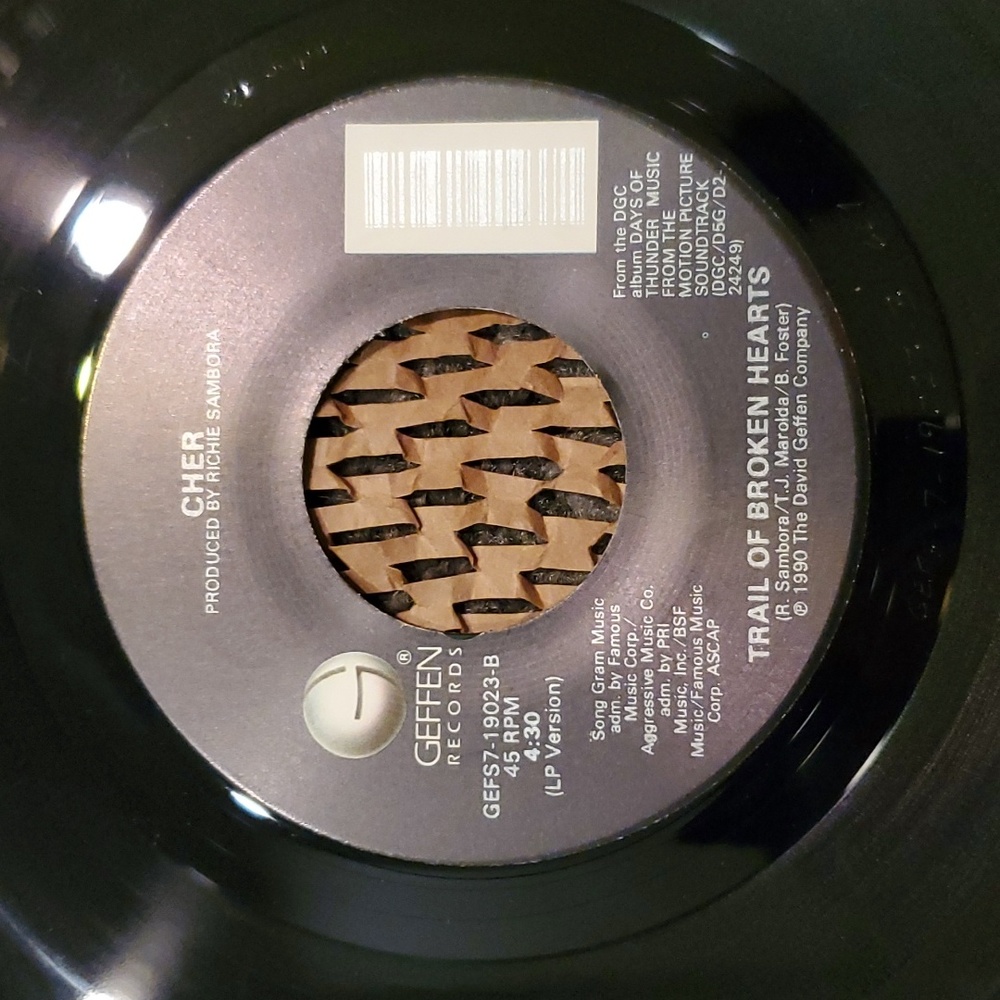 2 for $8 CHER Trail Of Broken Hearts and Love And Understanding 45 Vinyl Record